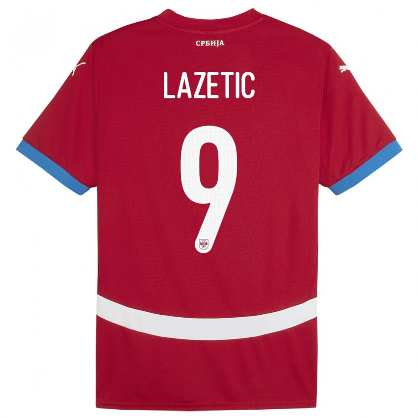 Niño Camiseta Serbia Marko Lazetic #9 Rojo 1ª Equipación 24-26 La Camisa Perú