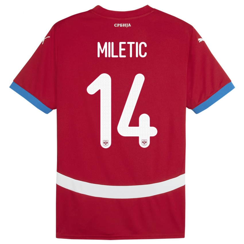 Niño Camiseta Serbia Vladimir Miletic #14 Rojo 1ª Equipación 24-26 La Camisa Perú