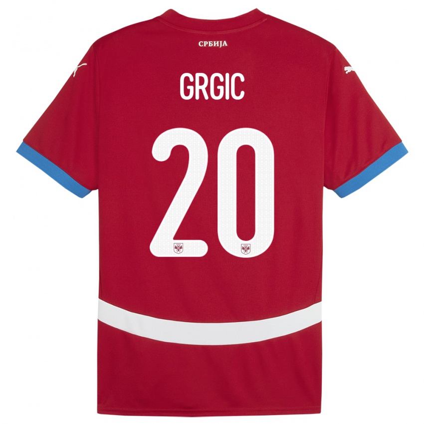 Niño Camiseta Serbia Dario Grgic #20 Rojo 1ª Equipación 24-26 La Camisa Perú