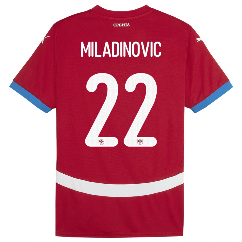 Niño Camiseta Serbia Igor Miladinovic #22 Rojo 1ª Equipación 24-26 La Camisa Perú