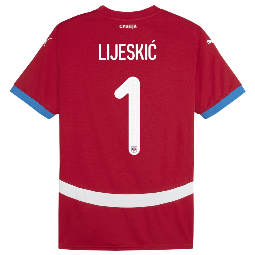 Niño Camiseta Serbia Luka Lijeskic #1 Rojo 1ª Equipación 24-26 La Camisa Perú