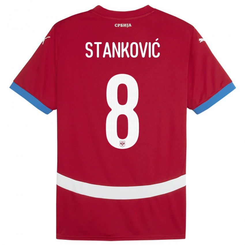 Niño Camiseta Serbia Aleksandar Stankovic #8 Rojo 1ª Equipación 24-26 La Camisa Perú