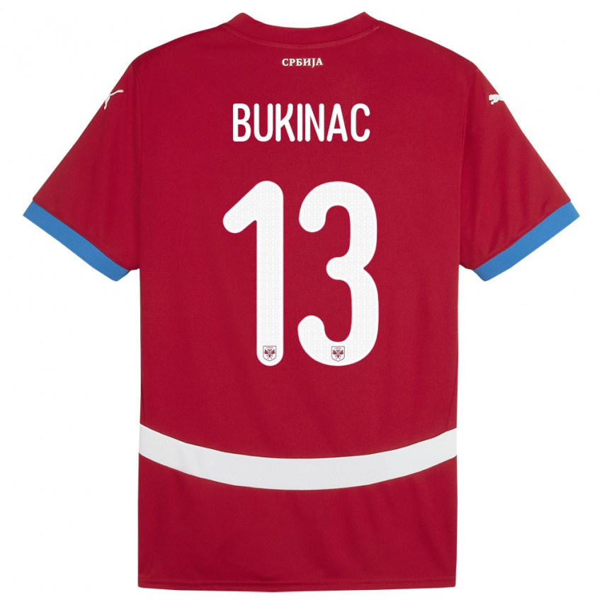 Niño Camiseta Serbia Stefan Bukinac #13 Rojo 1ª Equipación 24-26 La Camisa Perú