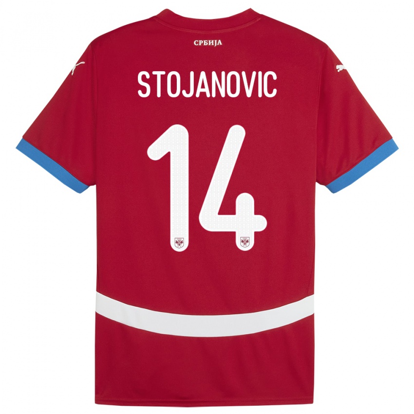 Niño Camiseta Serbia Matija Stojanovic #14 Rojo 1ª Equipación 24-26 La Camisa Perú