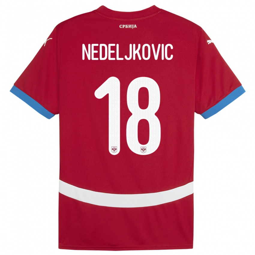 Niño Camiseta Serbia Kosta Nedeljkovic #18 Rojo 1ª Equipación 24-26 La Camisa Perú