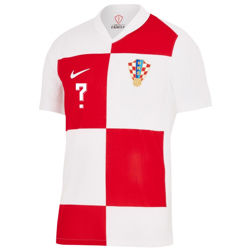 Niño Camiseta Croacia Su Nombre #0 Blanco Rojo 1ª Equipación 24-26 La Camisa Perú