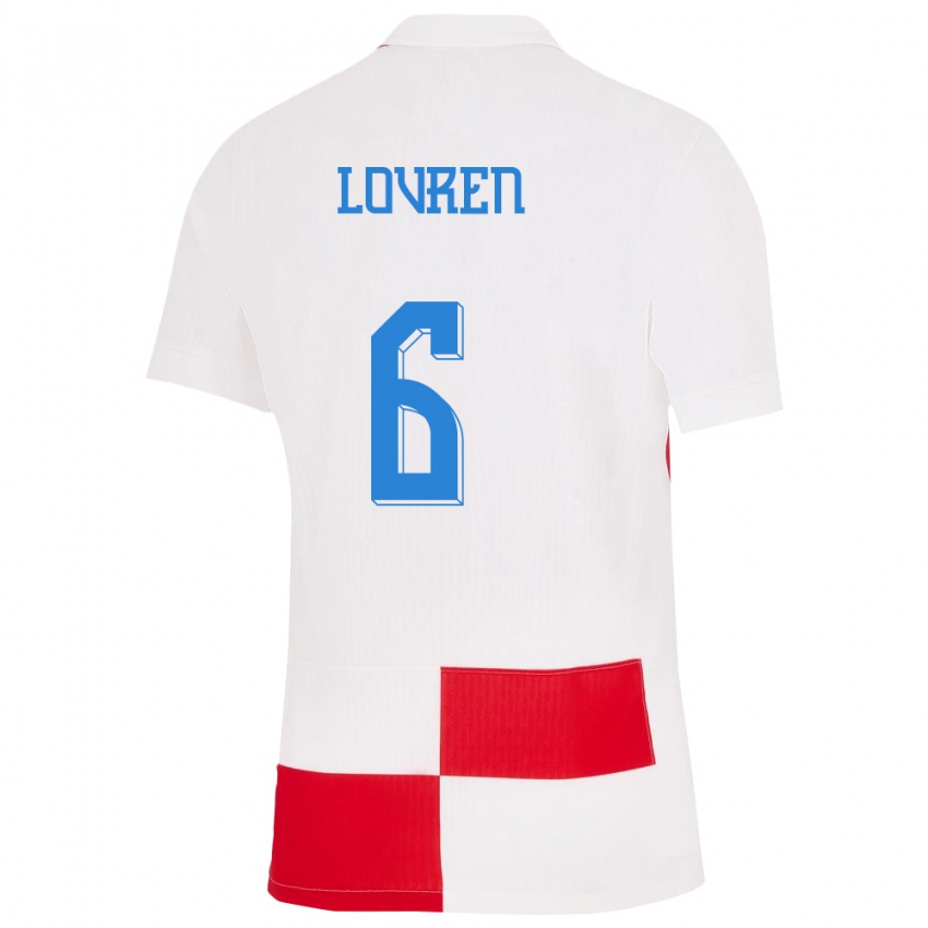 Niño Camiseta Croacia Dejan Lovren #6 Blanco Rojo 1ª Equipación 24-26 La Camisa Perú