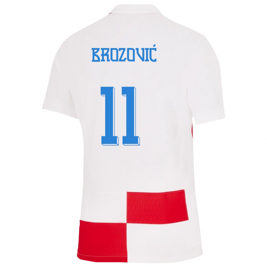 Niño Camiseta Croacia Marcelo Brozovic #11 Blanco Rojo 1ª Equipación 24-26 La Camisa Perú