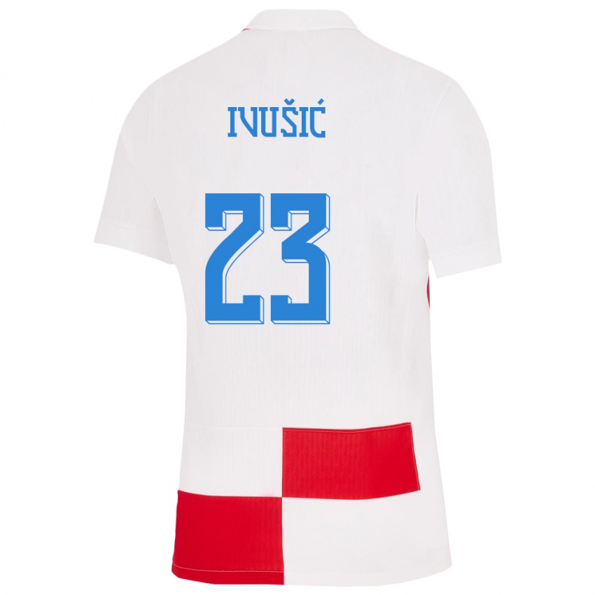 Niño Camiseta Croacia Ivica Ivusic #23 Blanco Rojo 1ª Equipación 24-26 La Camisa Perú