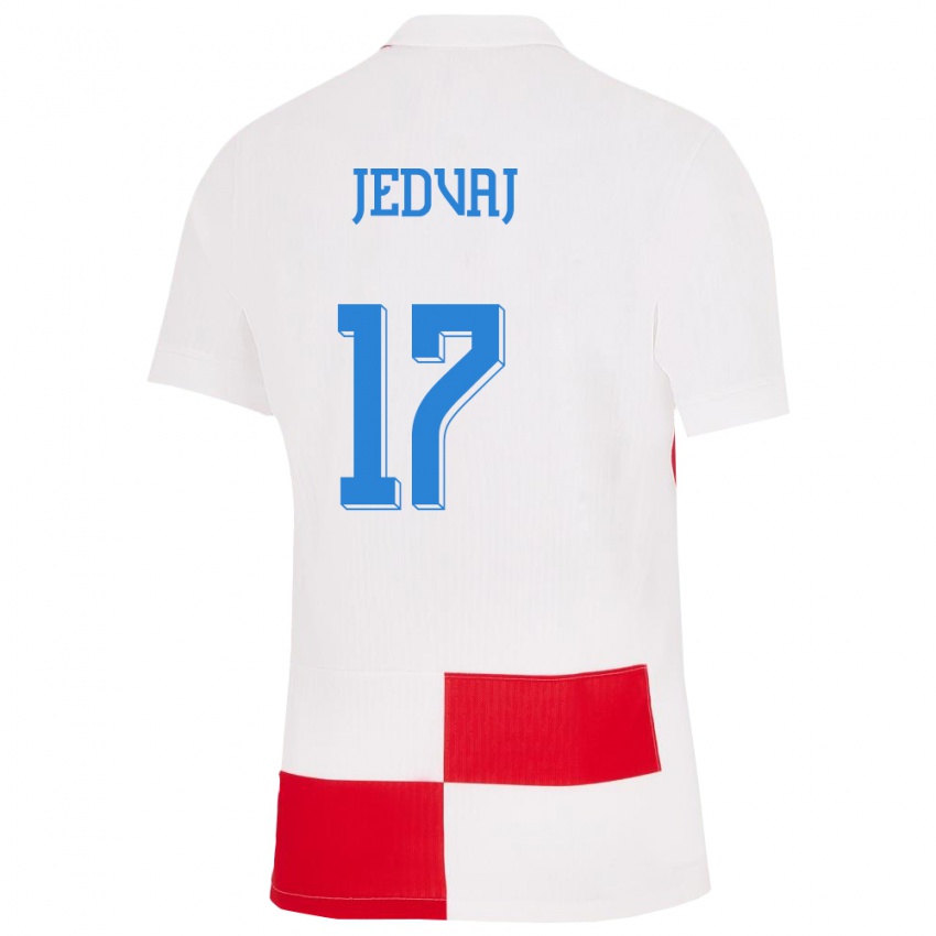 Niño Camiseta Croacia Karla Jedvaj #17 Blanco Rojo 1ª Equipación 24-26 La Camisa Perú