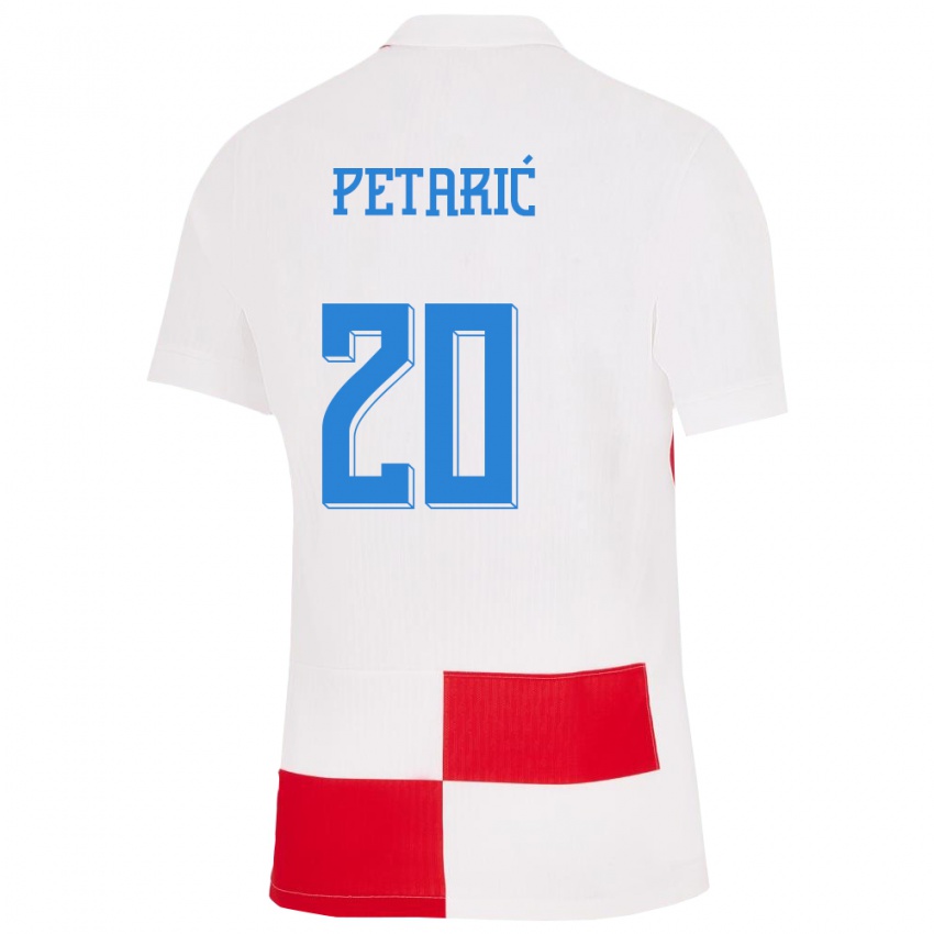 Niño Camiseta Croacia Nika Petaric #20 Blanco Rojo 1ª Equipación 24-26 La Camisa Perú