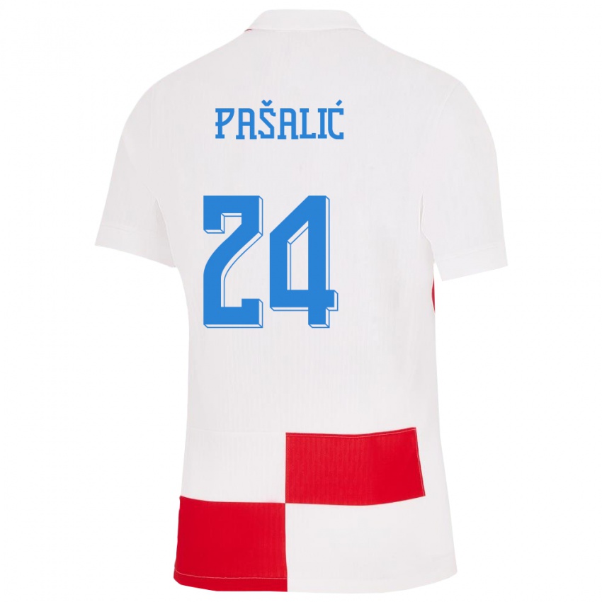 Niño Camiseta Croacia Marco Pasalic #24 Blanco Rojo 1ª Equipación 24-26 La Camisa Perú