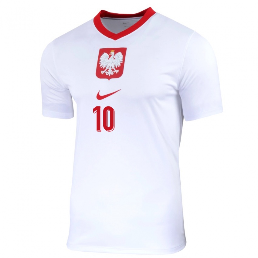 Niño Camiseta Polonia Mateusz Skoczylas #10 Blanco 1ª Equipación 24-26 La Camisa Perú