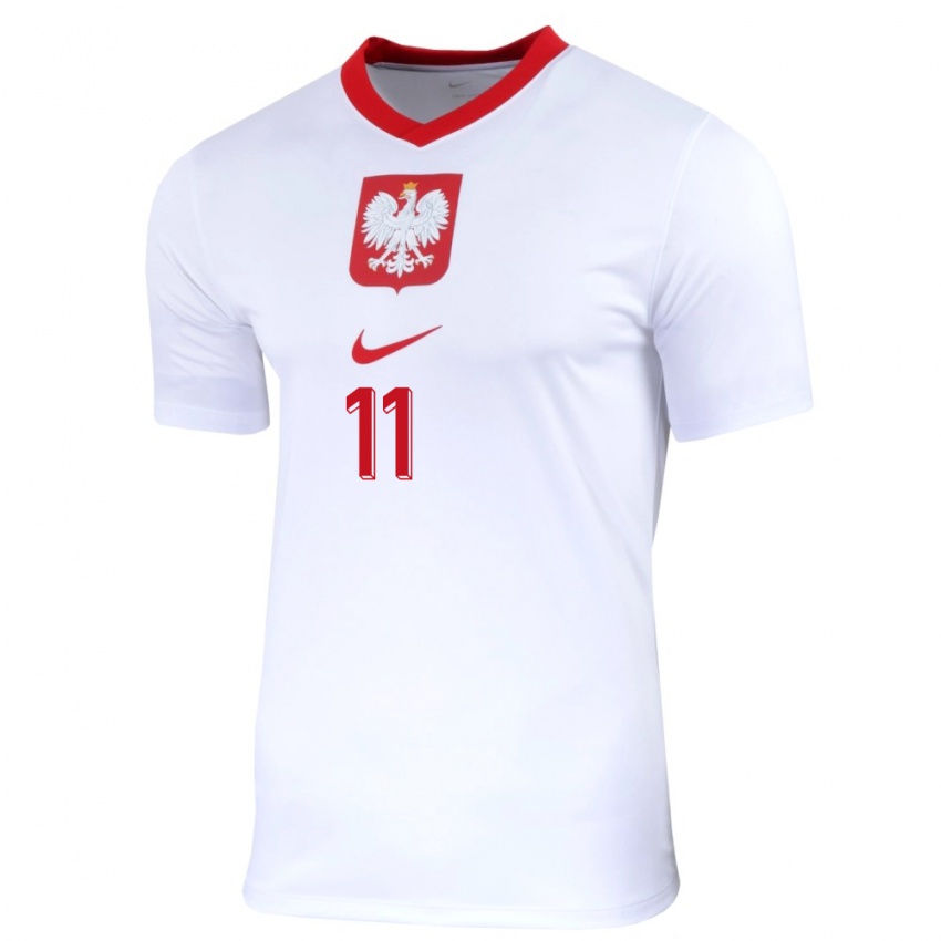 Niño Camiseta Polonia Ewelina Kamczyk #11 Blanco 1ª Equipación 24-26 La Camisa Perú