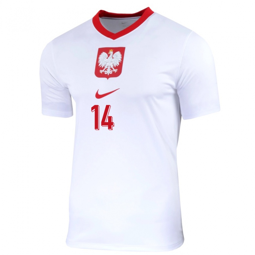 Niño Camiseta Polonia Maximillian Oyedele #14 Blanco 1ª Equipación 24-26 La Camisa Perú