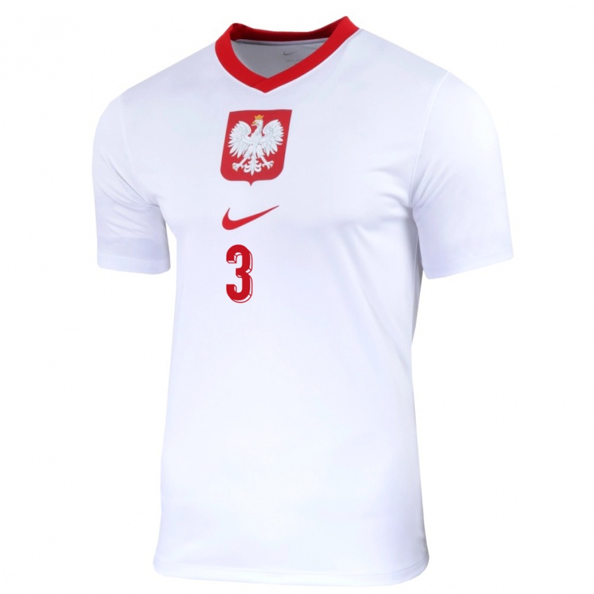 Niño Camiseta Polonia Jakub Krzyzanowski #3 Blanco 1ª Equipación 24-26 La Camisa Perú