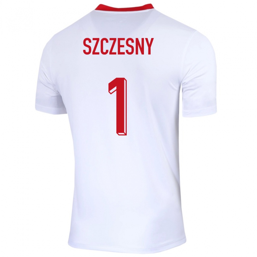 Niño Camiseta Polonia Wojciech Szczesny #1 Blanco 1ª Equipación 24-26 La Camisa Perú