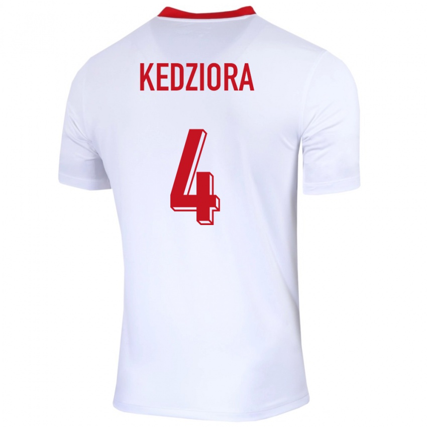 Niño Camiseta Polonia Tomasz Kedziora #4 Blanco 1ª Equipación 24-26 La Camisa Perú