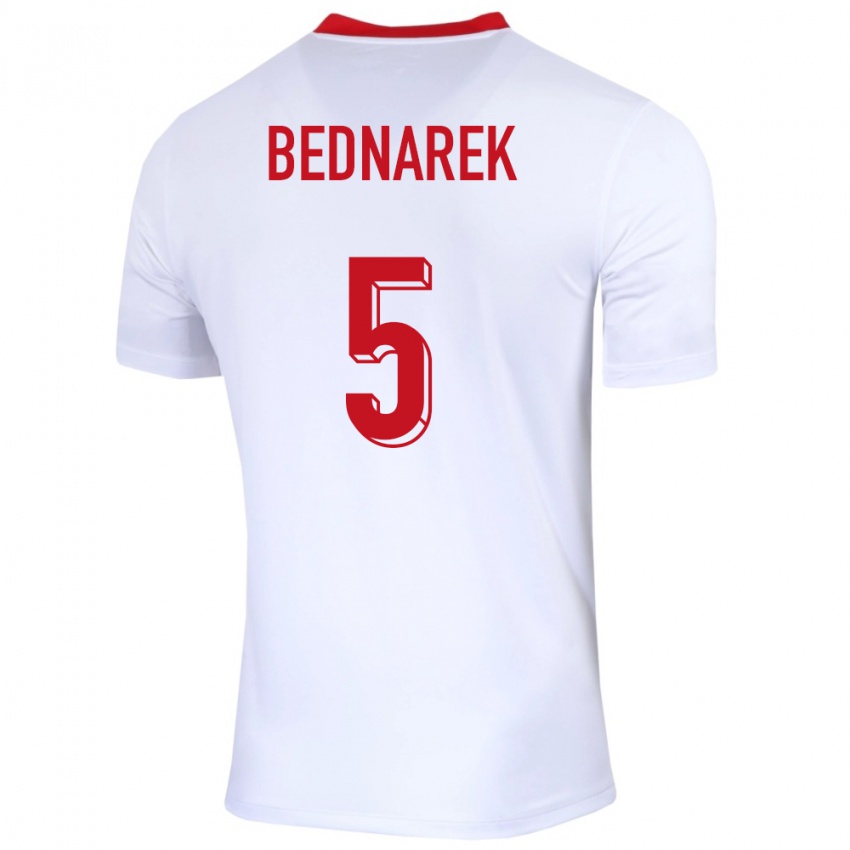 Niño Camiseta Polonia Jan Bednarek #5 Blanco 1ª Equipación 24-26 La Camisa Perú