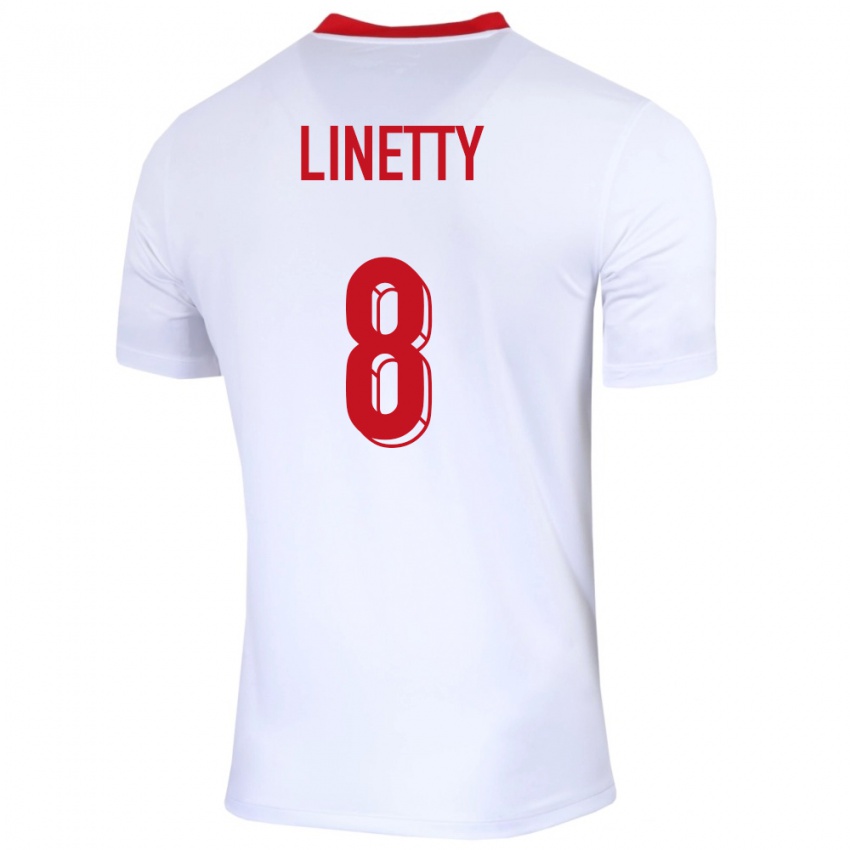 Niño Camiseta Polonia Karol Linetty #8 Blanco 1ª Equipación 24-26 La Camisa Perú