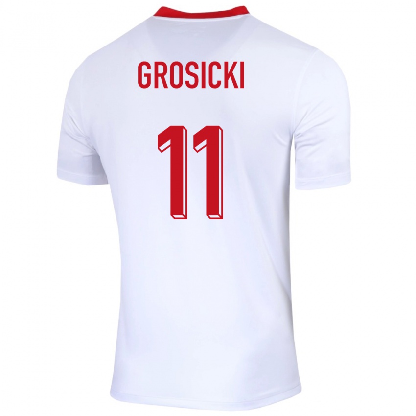 Niño Camiseta Polonia Kamil Grosicki #11 Blanco 1ª Equipación 24-26 La Camisa Perú