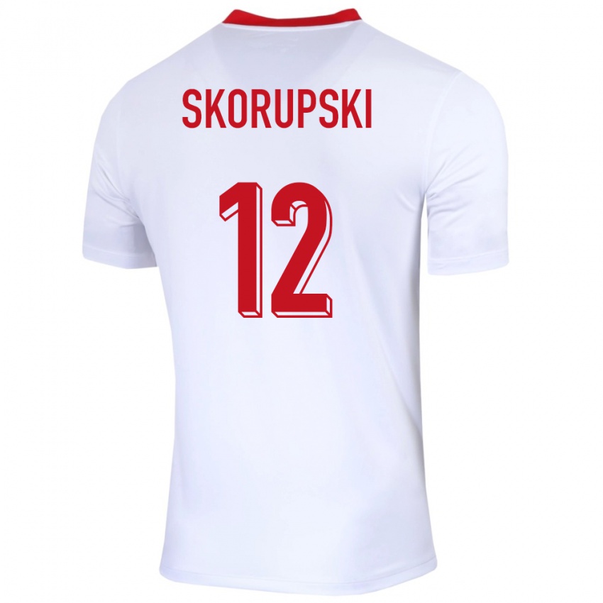 Niño Camiseta Polonia Lukasz Skorupski #12 Blanco 1ª Equipación 24-26 La Camisa Perú