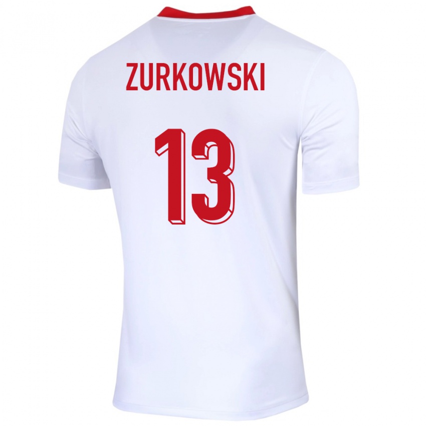 Niño Camiseta Polonia Szymon Zurkowski #13 Blanco 1ª Equipación 24-26 La Camisa Perú