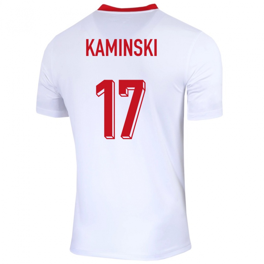 Niño Camiseta Polonia Jakub Kaminski #17 Blanco 1ª Equipación 24-26 La Camisa Perú