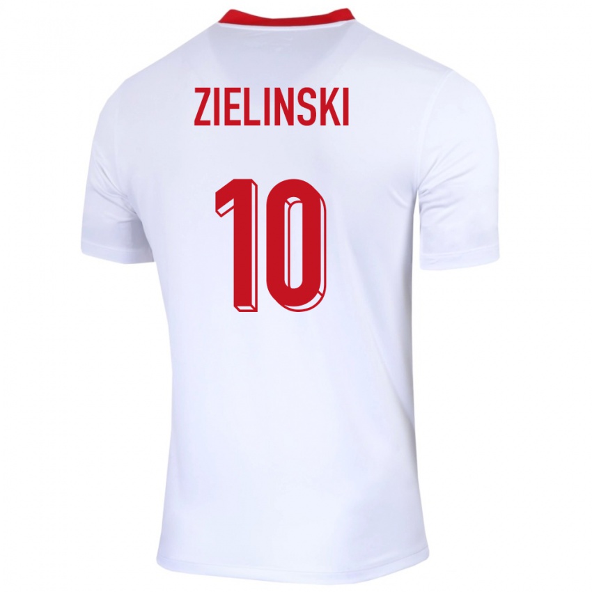 Niño Camiseta Polonia Piotr Zielinski #10 Blanco 1ª Equipación 24-26 La Camisa Perú