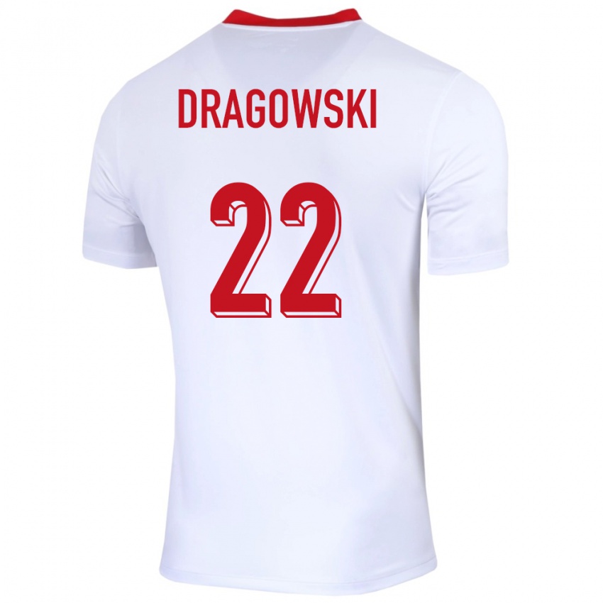 Niño Camiseta Polonia Bartlomiej Dragowski #22 Blanco 1ª Equipación 24-26 La Camisa Perú