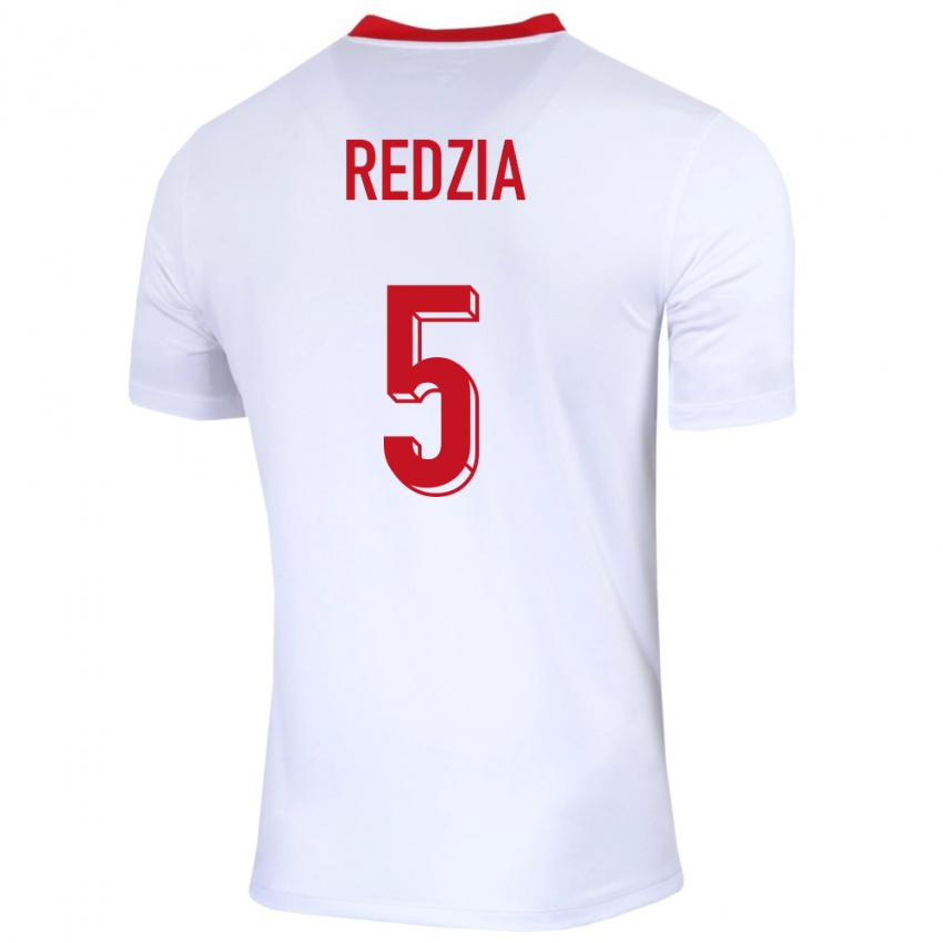 Niño Camiseta Polonia Anna Redzia #5 Blanco 1ª Equipación 24-26 La Camisa Perú