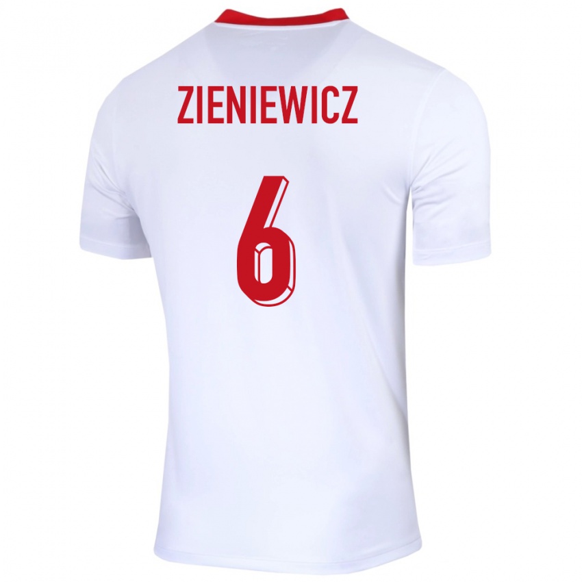 Niño Camiseta Polonia Wiktoria Zieniewicz #6 Blanco 1ª Equipación 24-26 La Camisa Perú