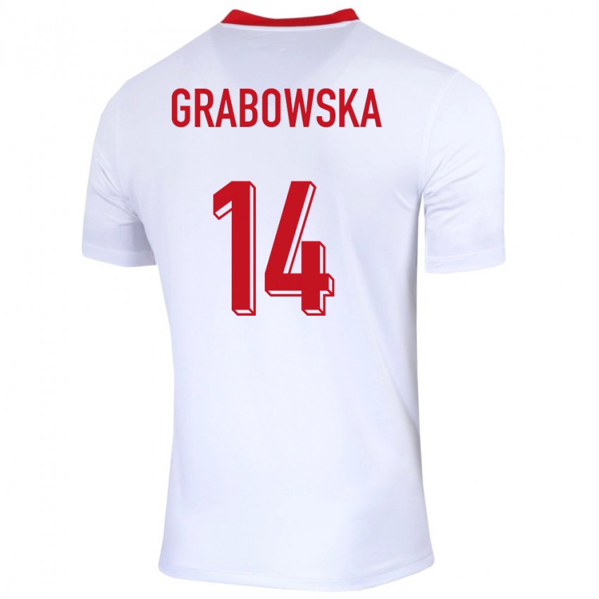 Niño Camiseta Polonia Dominika Grabowska #14 Blanco 1ª Equipación 24-26 La Camisa Perú