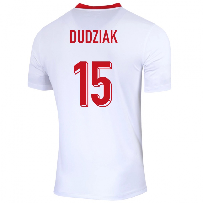 Niño Camiseta Polonia Aleksandra Dudziak #15 Blanco 1ª Equipación 24-26 La Camisa Perú