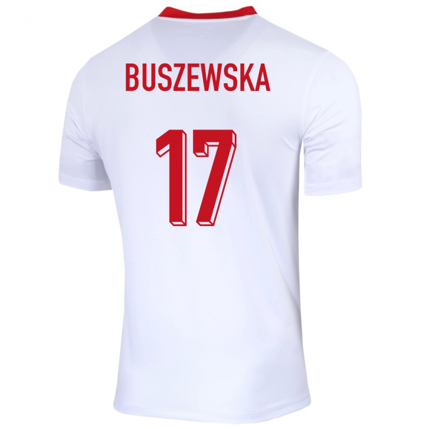 Niño Camiseta Polonia Zofia Buszewska #17 Blanco 1ª Equipación 24-26 La Camisa Perú