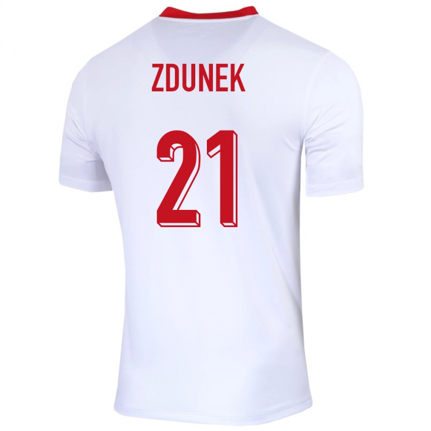 Niño Camiseta Polonia Emilia Zdunek #21 Blanco 1ª Equipación 24-26 La Camisa Perú