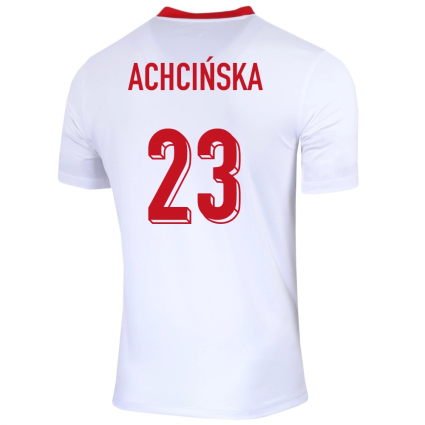 Niño Camiseta Polonia Adriana Achcinska #23 Blanco 1ª Equipación 24-26 La Camisa Perú