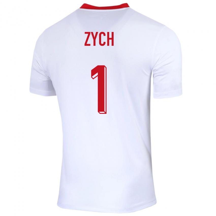 Niño Camiseta Polonia Oliwier Zych #1 Blanco 1ª Equipación 24-26 La Camisa Perú