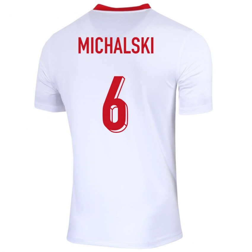 Niño Camiseta Polonia Szymon Michalski #6 Blanco 1ª Equipación 24-26 La Camisa Perú