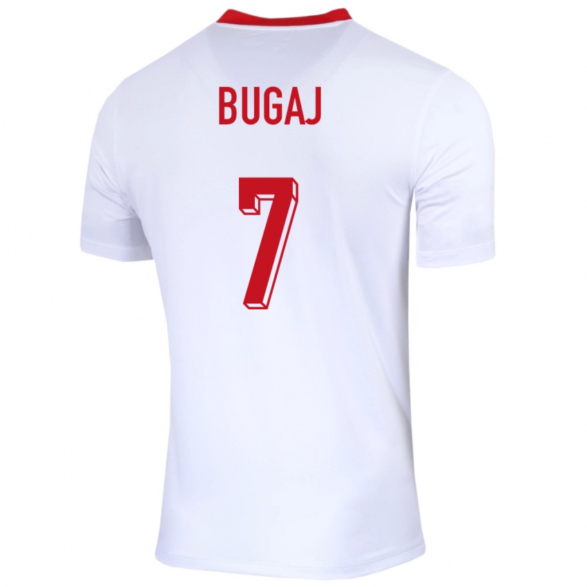 Niño Camiseta Polonia Dawid Bugaj #7 Blanco 1ª Equipación 24-26 La Camisa Perú