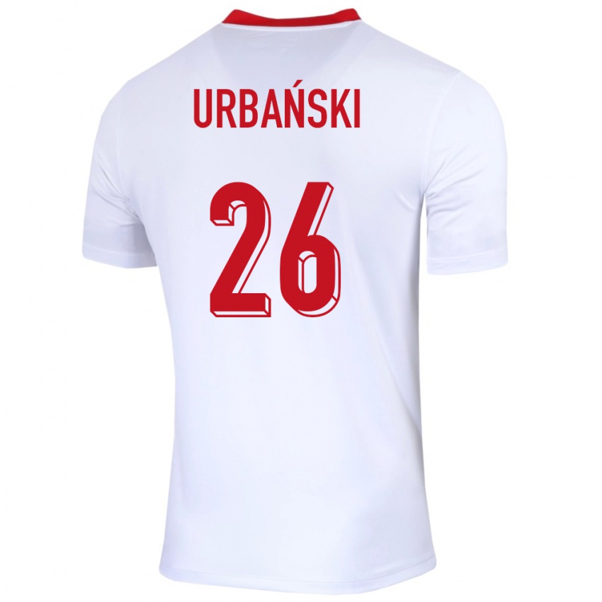 Niño Camiseta Polonia Kacper Urbanski #26 Blanco 1ª Equipación 24-26 La Camisa Perú