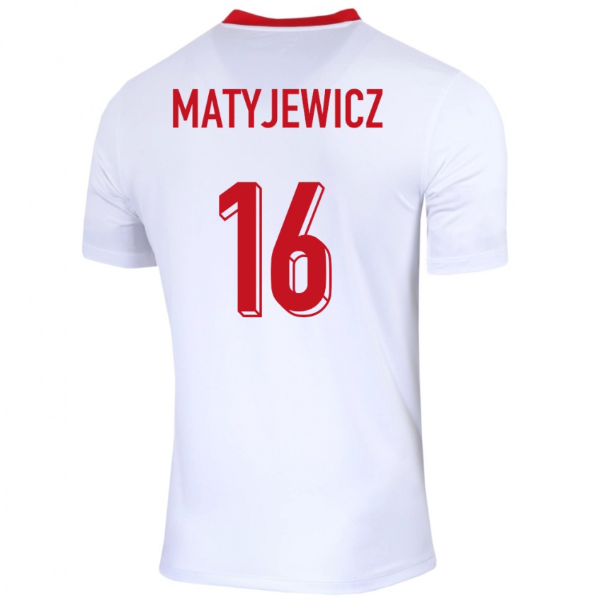 Niño Camiseta Polonia Wiktor Matyjewicz #16 Blanco 1ª Equipación 24-26 La Camisa Perú