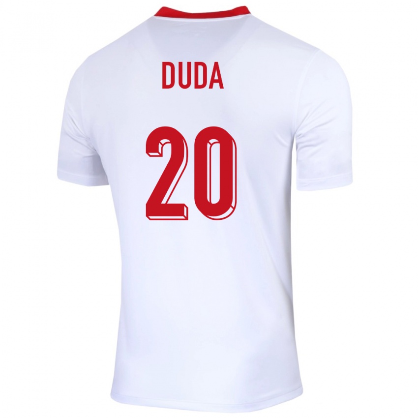 Niño Camiseta Polonia Kacper Duda #20 Blanco 1ª Equipación 24-26 La Camisa Perú