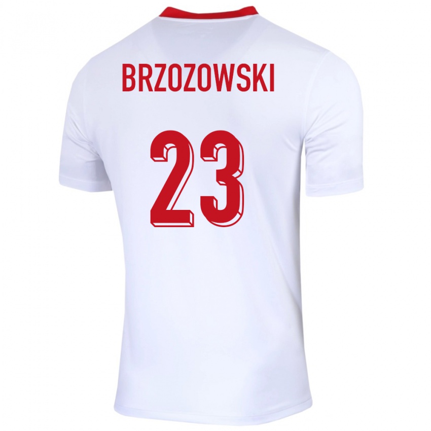 Niño Camiseta Polonia Milosz Brzozowski #23 Blanco 1ª Equipación 24-26 La Camisa Perú