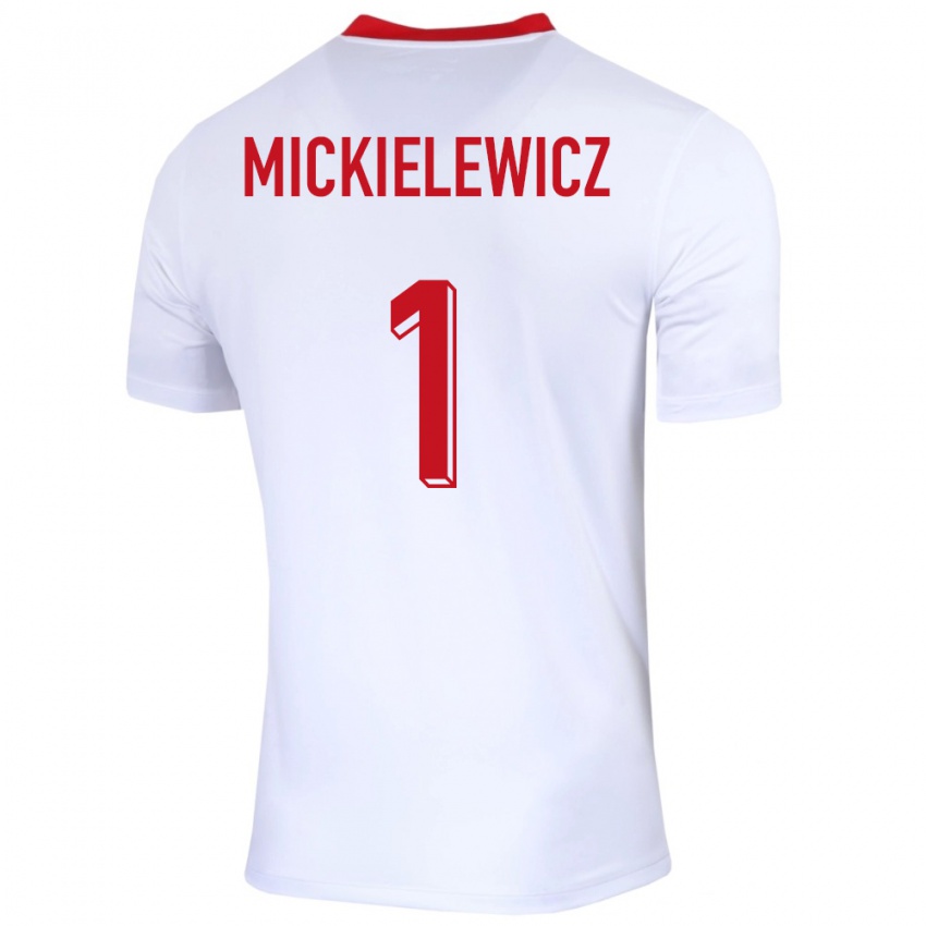 Niño Camiseta Polonia Aleksander Mickielewicz #1 Blanco 1ª Equipación 24-26 La Camisa Perú