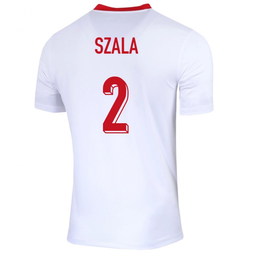 Niño Camiseta Polonia Dominik Szala #2 Blanco 1ª Equipación 24-26 La Camisa Perú