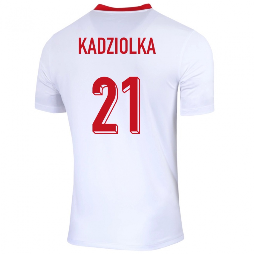 Niño Camiseta Polonia Szymon Kadziolka #21 Blanco 1ª Equipación 24-26 La Camisa Perú