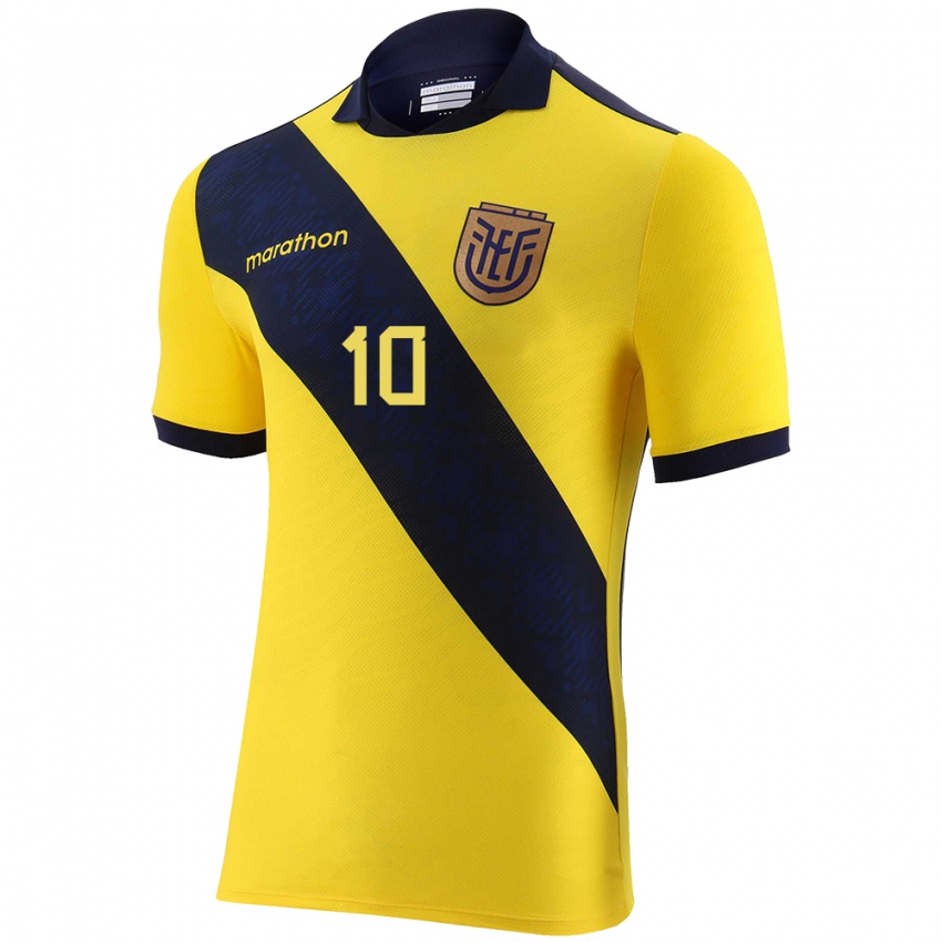 Niño Camiseta Ecuador Romario Ibarra #10 Amarillo 1ª Equipación 24-26 La Camisa Perú