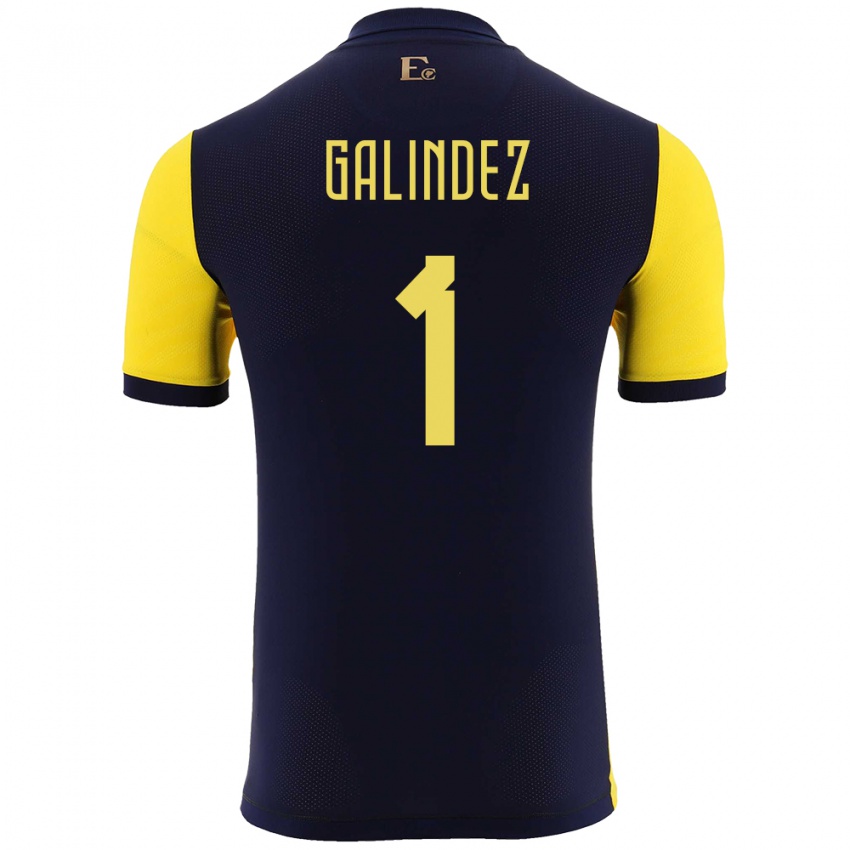 Niño Camiseta Ecuador Hernan Galindez #1 Amarillo 1ª Equipación 24-26 La Camisa Perú