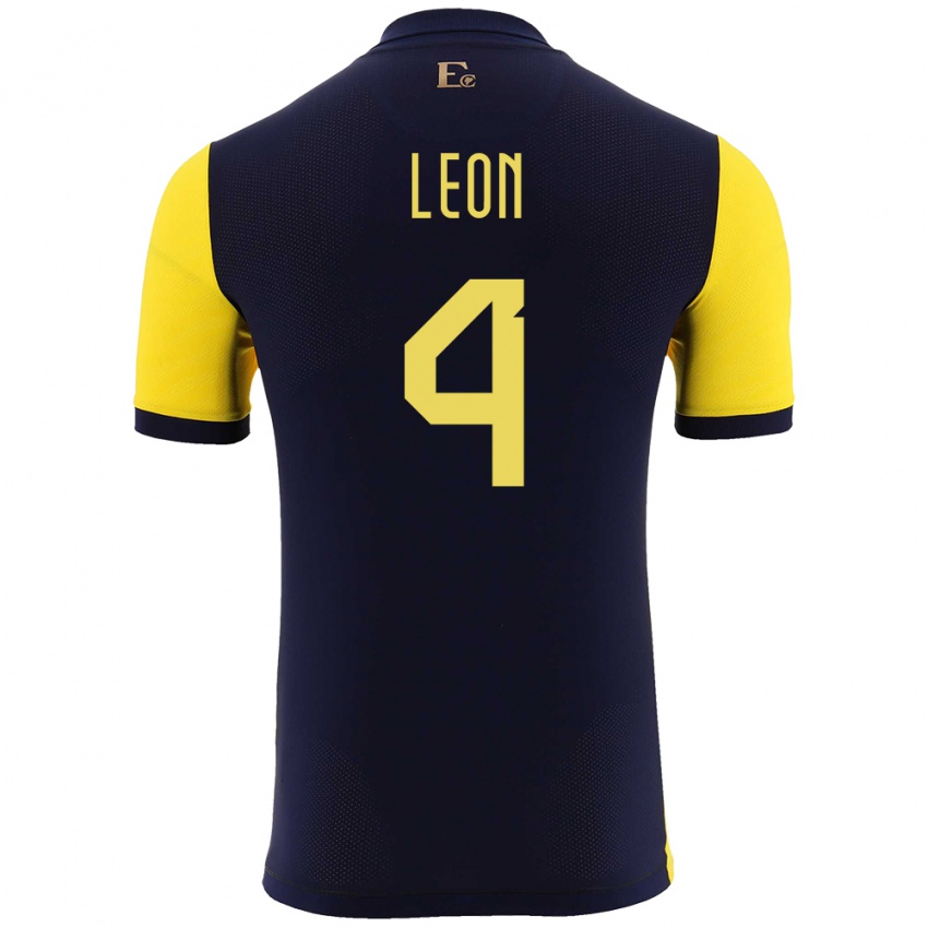 Niño Camiseta Ecuador Fernando Leon #4 Amarillo 1ª Equipación 24-26 La Camisa Perú